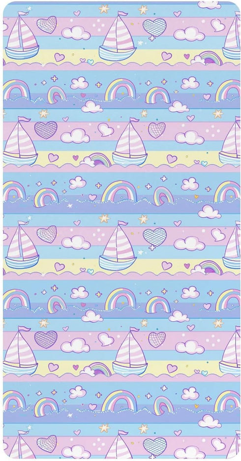 miaozhen Cotton Crib Sheets for Baby Boys Girls Soft Breathable Sailboat Island Cartoon