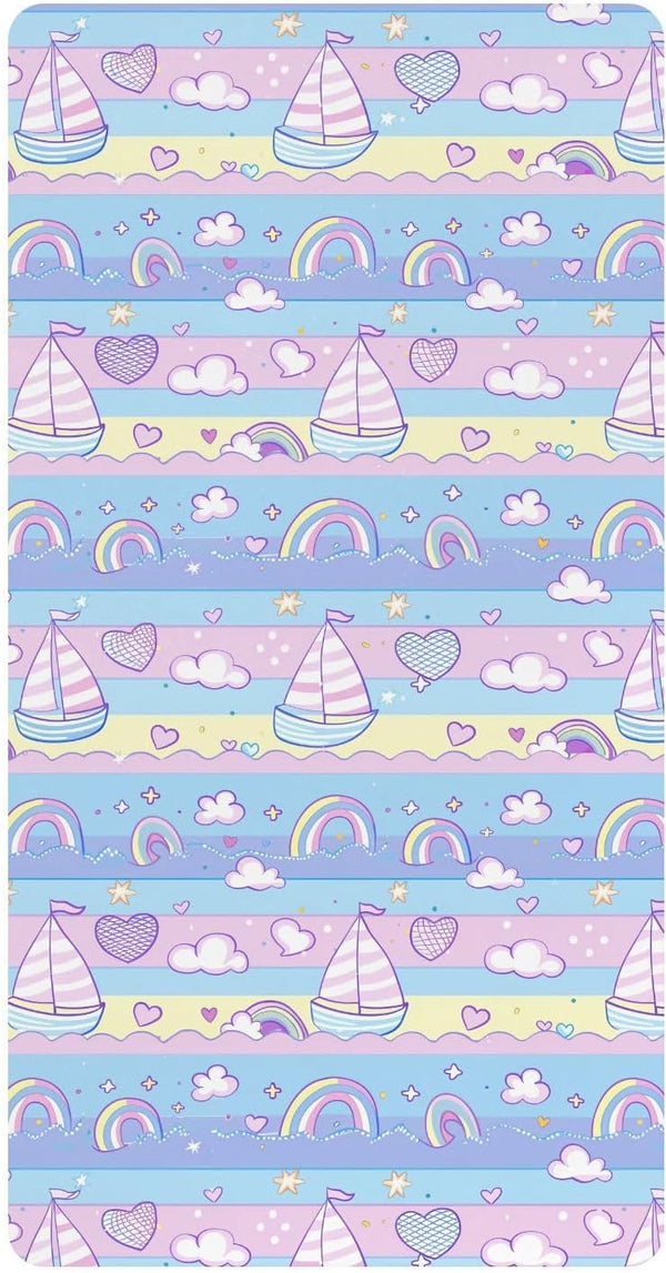 miaozhen Cotton Crib Sheets for Baby Boys Girls Soft Breathable Sailboat Island Cartoon