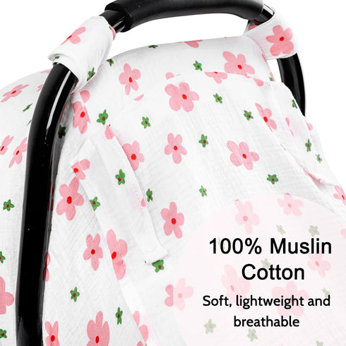 3 Packaging, Hooyax Muslin Car Seat Cover Baby - Breathable and Privacy Car Seat Canopy with Modes - Easy Install