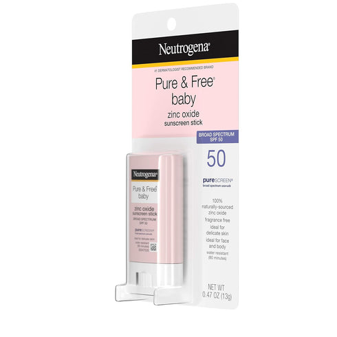 50, Pack 2 Neutrogena Mineral Sunscreen Stick, SPF Zinc Oxide | Water-Resistant | Hypoallergenic | For Baby |