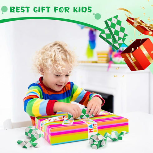60 Pack 24 Favors(Green,60) Blocks Fidget Snake Cube Mini Twist Puzzle Magic Snake Speed Cubes for Stocking Party Gifts