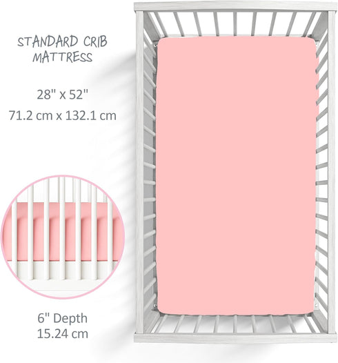 100% Butterblu Frankie Fitted Crib Sheet Organic Cotton for Baby & Toddler Mattress, Breathable for Boys & Girls, Pink