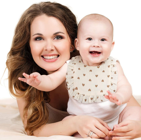 Geyoga 12 Pcs Unisex Baby Muslin Bibs, Adjustable Feeding Cloth Bibs for Infants, Drool Teething Bibs