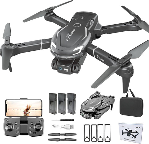 Cool Mini Drone with 1080P Camera for Kids Adults, Remote Control Drone with 3 Batteries, One-Click Take Off, Gifts