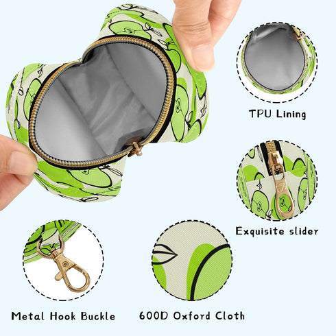 Nesatuwa Fresh Green Apples Pacifier Holder Case with Clip Portable Small Travel Pacifier Pouch for Mom Bag Zipper Coin