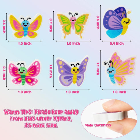Haooryx 60pcs Spring Butterfly Mini Erasers for Kids, Novelty 3D Desk Puzzle Erasers for Classroom Prizes