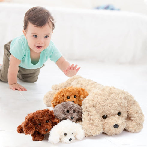 MorisMos Dog Stuffed Animal Plush Toys, Soft Mommy & Babies Set, Large Dog Plush Toy for Kids