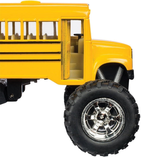 KinsFun 5" Pullback Monster School Bus Die Cast Metal Model, Action Toy Monster Truck