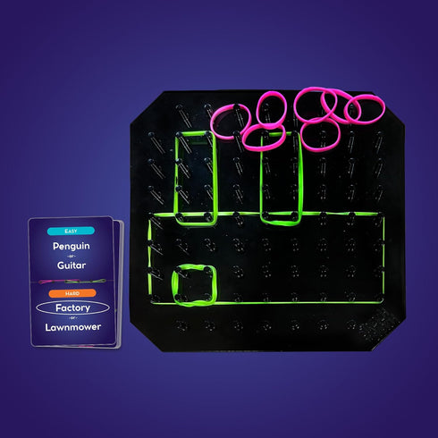 Packed 3-6 6+ Uzzle Stretch & Sketch Peg Board Game, Expert-Level Challenges, Action Rubber Band Game Players, Ages