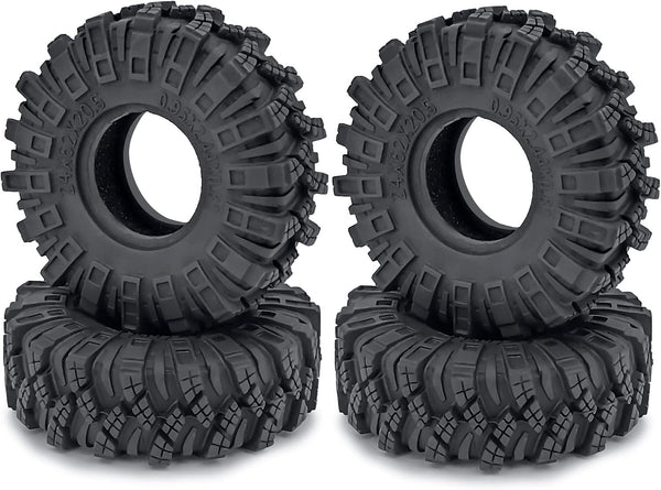 4pcs 1.0inch Rubber Tires, RC Crawler Wheel Tires 62mm for 1/18 TRX4M 1/24 SCX24 AXI90081 Deadbolt C10 B17 Gladiator (C)