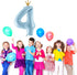 Number 4 Balloon with Crown, 40 Inch Large Blue Balloons for 4th Birthday Party Decorations Supplies Sign Decor