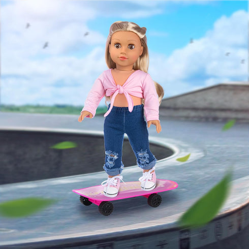 ZITA ELEMENT 18 Inch Girl Doll Clothes Set - Scooter, Skateboard, Sport Shoes, and Accessories for Outdoor Fun