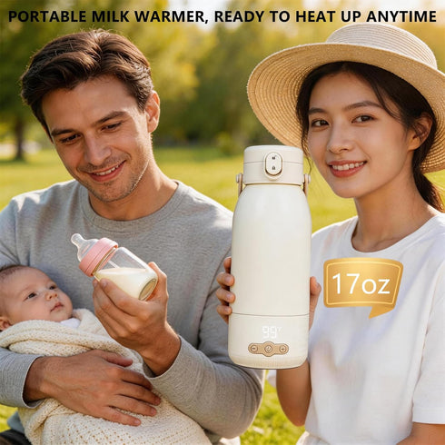Kseyzhpa 95F -131F,17 OZ Portable Bottle Warmer for Travel, Fast Heating Milk Warmer On The Go,Temp Control Water