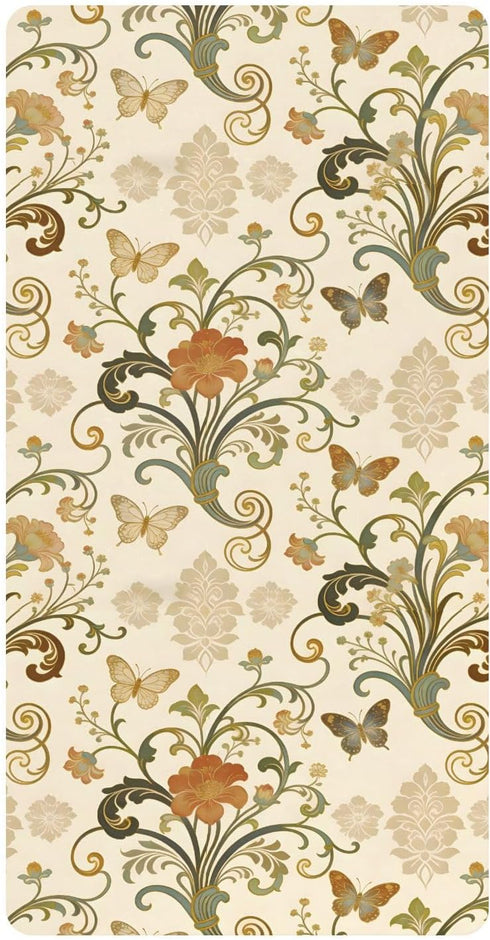 miaozhen Cotton Baby Crib Sheets Ultra Soft Spring Retro Flower Butterflies Toddler Cirb