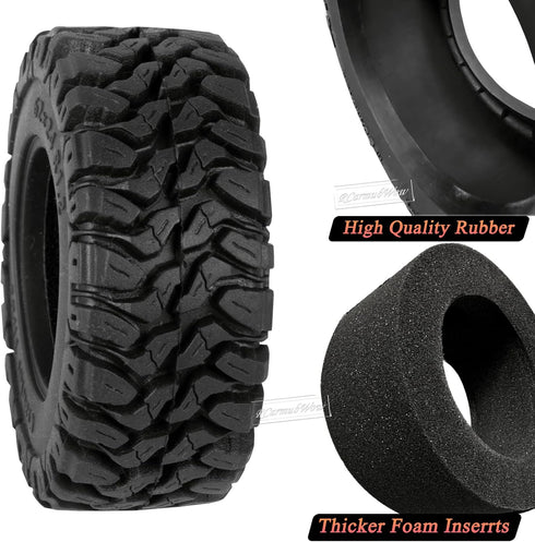 RC 1.2in Beadlock Tires 62 * 24mm, Soft Sticky Rubber Tires for 1/18 Trx4m, 1/24 SCX24 FCX24, 4PCS (Style B)