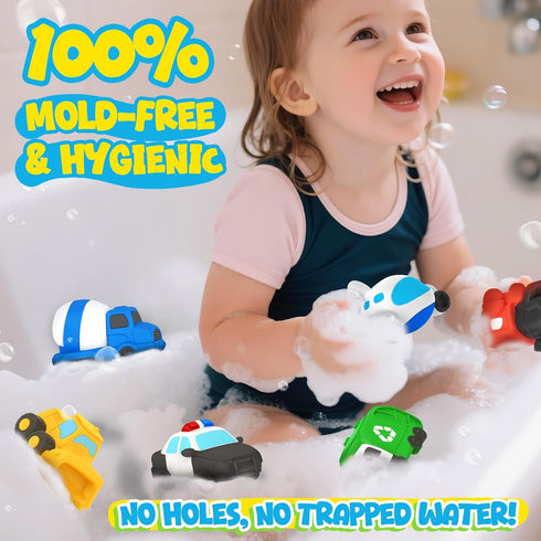 6 12 1-3 1+ Zippytots PCS Vehicle Floating Bath Toys Mold Free Infant Bath Tub Toys for Months - No Hole Bathtub Toys