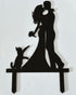 Wedding Anniversary Cake Topper Couple Bride Groom Family with a Cat (Bride Groom One Cat, Black)