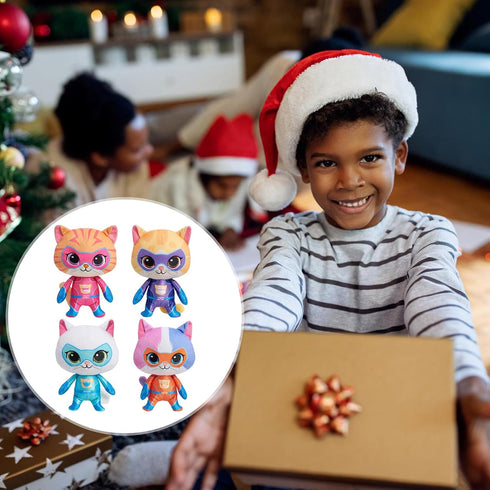 YXCTZKVX Set 4 Set Children(8Inch) Super Cat Plush Toy of Soft Stuffed Animals Sparks, Buddy, Ginny, Bitsy Adorable
