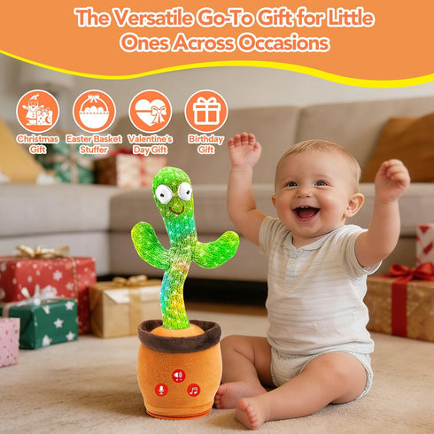 FAYOUCZ 0-18 Baby Toys Dancing Talking Cactus Toy with Adjustable Volume, Boys Girls Gifts Interactive Singing