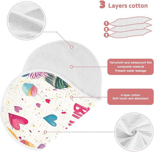 YETTASBIN Happy Birthday Muslin Baby Burp Cloth, Super Soft Absorbent Cotton Burp Rag Baby Bibs Feeding Cloth