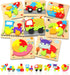 8 Pack Wooden Toddler Puzzles Gifts for Boys Girls Age 1-3, Montessori Educational Developmental Learning Travel Toy