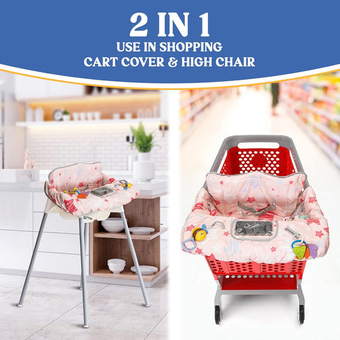 PILLANI Shopping Cart Cover for Baby, High Chair Cover for Restaurant Seat - Grocery Cart Cover for Baby Girl and Boy