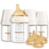 Natural Glass Baby Bottle 4 Pack with Extra Nipples - 2 Slow