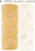 2 Pack 52" 28" Muslin Crib Sheets for Girl & Boy, HNHUAMING Soft and Breathable Baby Crib Sheet, Neutral Baby Sheets