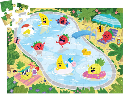 Peaceable Kingdom Scratch & Sniff Puzzles – Fruity Pool Party - 77pc Sensory Puzzle for Kids Ages 5 & Up