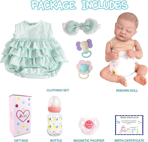 Aori Lifelike Reborn Baby Dolls - 20'' Sleeping Newborn Baby Girl with Doll Accessories for Girls 3+