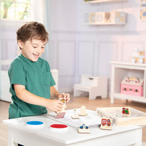 Set 4+ Melissa & Doug My First Wooden Stamp - Vehicles Kids Art Projects, Stamps with Washable Ink, Vehicle Toys