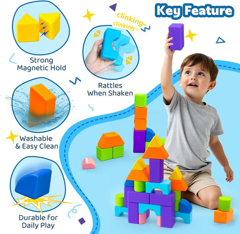 37PCS 4-8, 3D 4+ Pairez Toys Magnetic Building Blocks, Magnetic Blocks for Kids Ages Multi-Shape Stacking Blocks