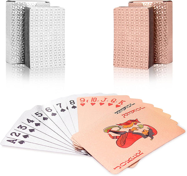 2 Packs Standard Playing Card Decks - Waterproof Plastic Poker Cards for Texas Hold'em, Blackjack, and More