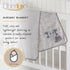 Baby Blanket with Elephant Embroidery, Unisex, Super Soft, Jungle Animal Safari Collection, Gray/Multicoloured, 30x40