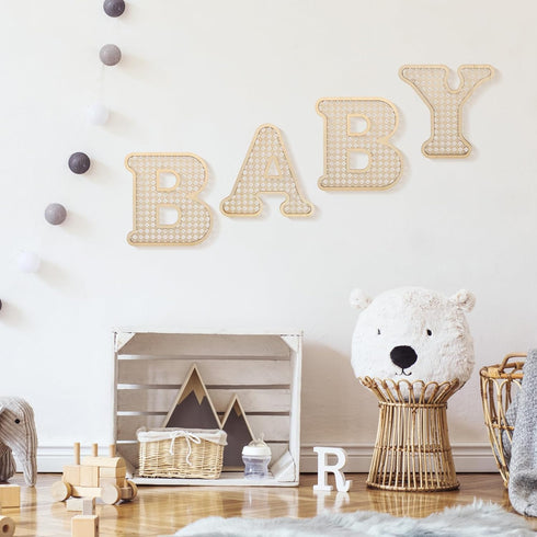 Generic 4 Pcs Wood Baby Letters - Boho Nursery Decor for Baby Shower | Rustic Alphabet Letter Home Decoration