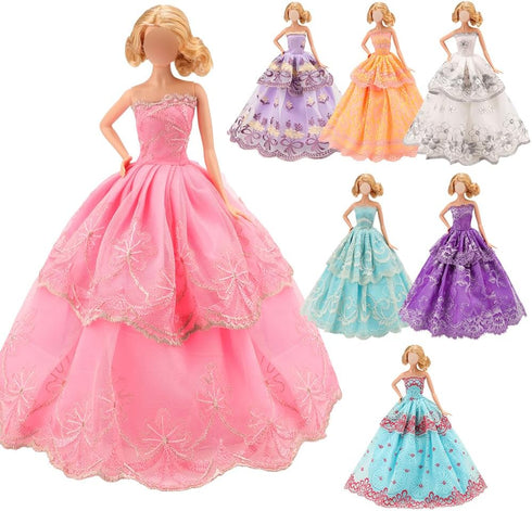 BARWA 5 Pcs Handmade Doll Clothes Wedding Gowns Party Dresses for 11.5 Inch Dolls