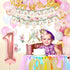 PYCALOW 1st 1st First Birthday Decorations Girl - Girl Decorations Include Balloon Garland Arch, Box, Backdrop, Hat