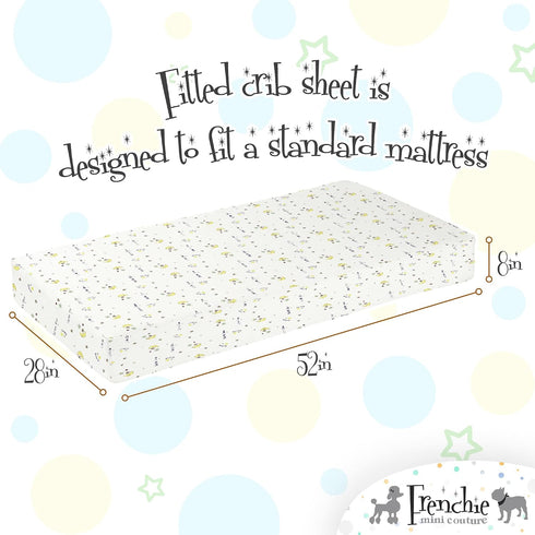 Frenchie Mini Couture 100% 28 52 x8in, Fitted Crib Sheet Woven Cotton Fits Toddler Mattress, x Twinkle Little Star