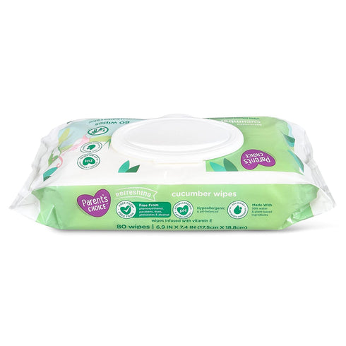 Parent's Choice 240 Count Pack 3 80-Count Packages) 1 Pack Refreshing Cucumber Scent Baby Wet Wipes Infused