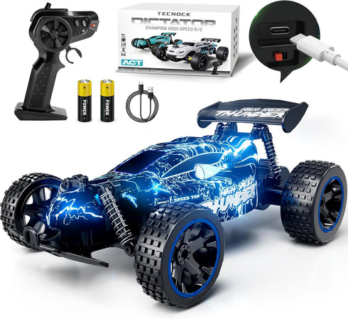 Tecnock RC Cars for Kids, 1:18 Scale 2WD RC Car with LED