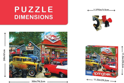 Springbok's 1000 Piece Jigsaw Puzzle, Hot Rod Cafe, Made in the USA.