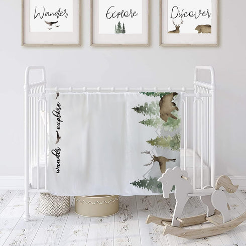 fundich 45"x40" Baby Monthly Milestone Blanket for Boys & Girls | Soft Months Picture Blanket for Newborns | Woodland