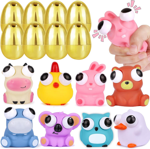 8 Pack Jumbo Golden Easter Eggs with Eye-Pop Fidget Toys Inside, Large