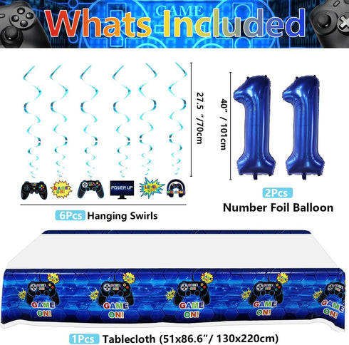 Video Game Party Decorations - 11th Birthday Decorations for Boys, HAPPY BIRTHDAY Banner, Video Game Balloons, Controller Balloon, Gaming Hanging Sign, Gaming Birthday Party Supplies