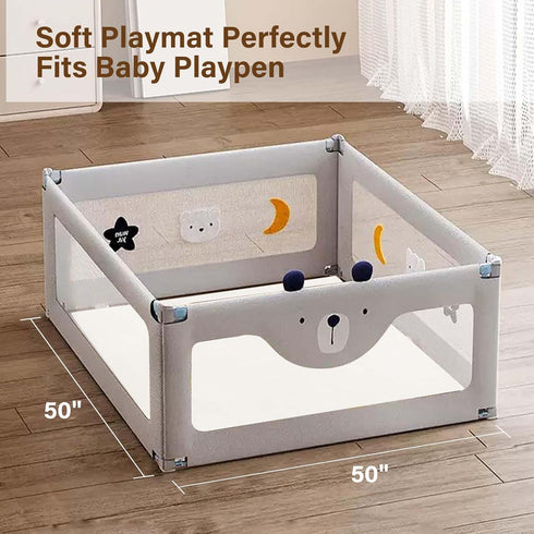 YKiMi Floor,1.3" 50" 50" Tummy Baby Play Mat for Thick Soft Foam Playpen Mat with Removable Washable Cover,Waterproof