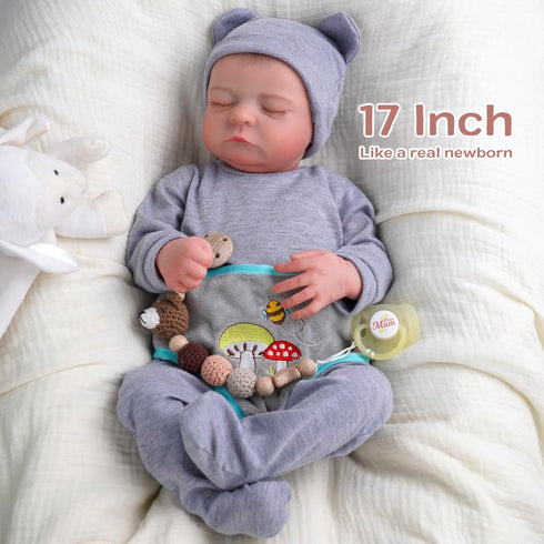 JIZHI Lifelike Reborn Baby Dolls Noah - 17 Inch Realistic Anatomically Correct Baby Boy Dolls with Feeding Kit Gift Box