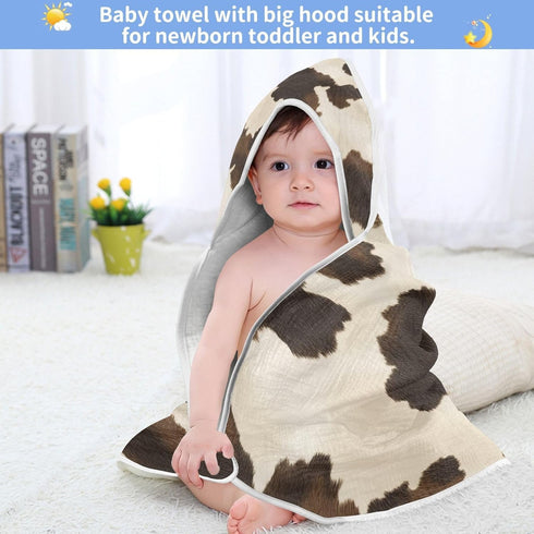 YANENDIE 30 30 Cowhide Pattern Baby Bath Towel, Hooded Baby Towel for Newborn x in - Muslin Cotton Baby Towels