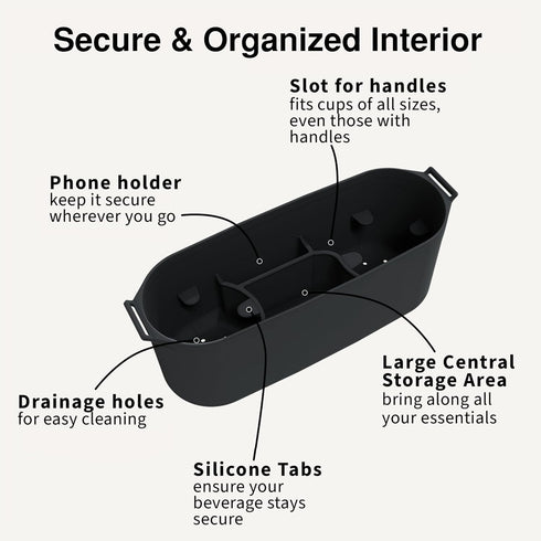 roo go Universal Silicone Stroller Organizer | Waterproof, Easy-Clean Caddy with Secure Cup Holders & Organized