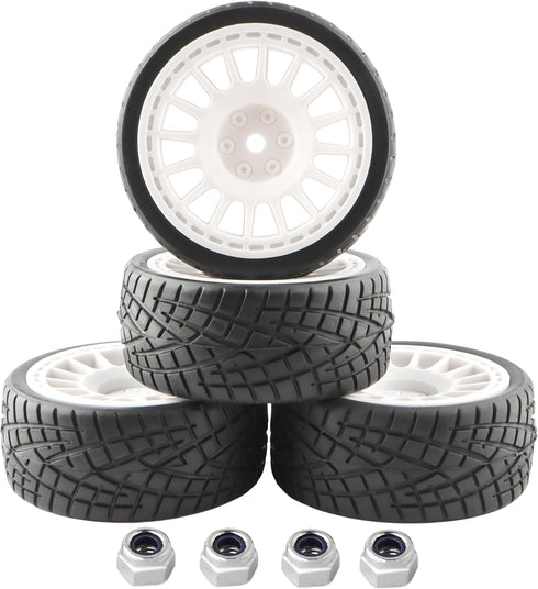 4PCS 12mm Hub Wheels Tires Set for 1:10 1:12 1:16 Off Road RC Cars, Rubber Tires Set for HSP 94122 94123 94103 3850