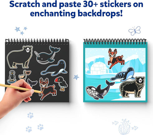 Skillmatics Magical Scratch Art Book for Kids - Animals, DIY Activity & Stickers, Gifts for Toddlers, Ages 3-8